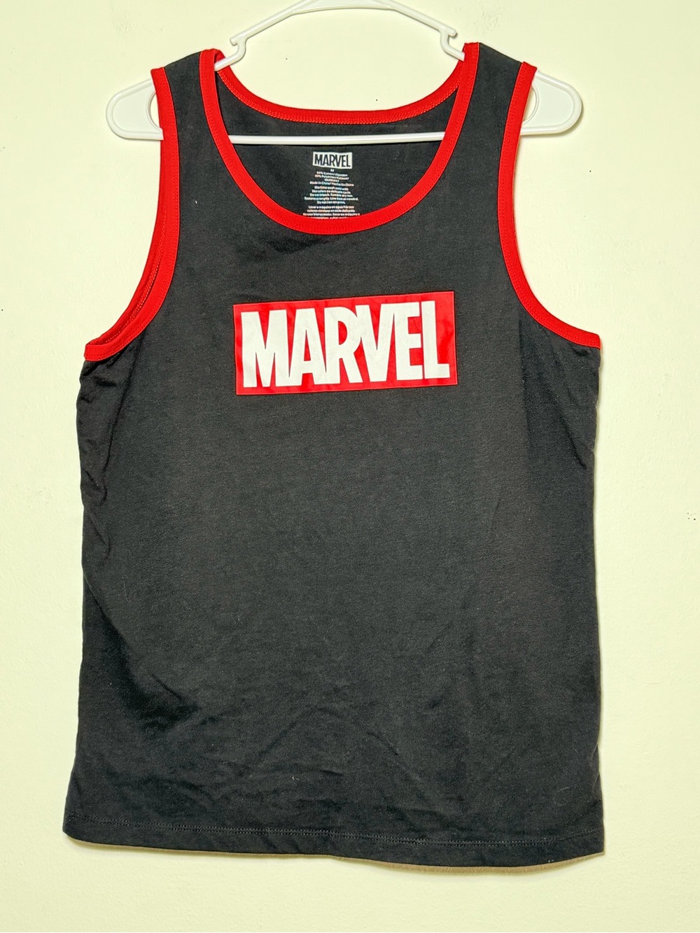 Marvel Black Tank Top with Red Trim and Logo